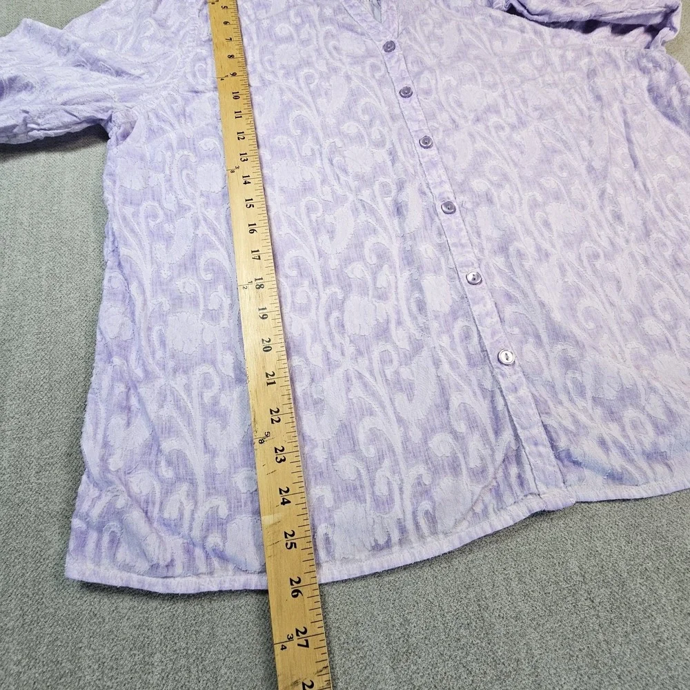 Chicos Women's Purple Blouse 3/4‎ Sleeve 100% Cotton Size 3